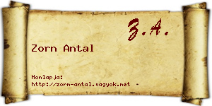 Zorn Antal névjegykártya